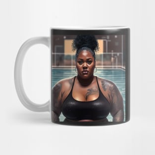 Summer Vibes, Curvy Summer, Beautiful Superwoman, Swimmer Athlete. Female are strong. Sticker Mug